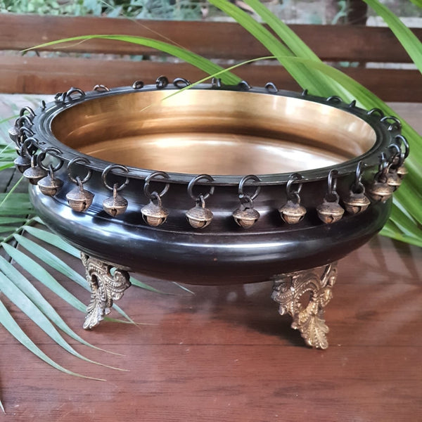 Decorative Brass Urli - Dark Cherry Finish-Crafts N Chisel-Indian Handicrafts Online USA