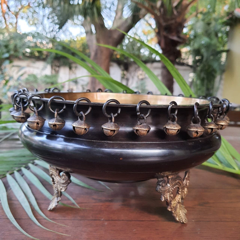 Decorative Brass Urli - Dark Cherry Finish-Crafts N Chisel-Indian Handicrafts Online USA
