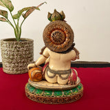 9 Inches Baby Krishna Marble dust & Resin Idol - Makhan Chor Vasudev Murti - Crafts N Chisel - Indian Home Decor USA