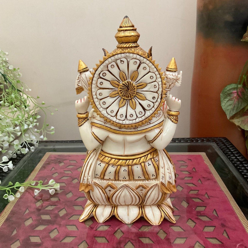 9” Ganesha Marble Dust & Resin Idol - Decorative Figurine- Crafts N Chisel - Indian Home Decor USA