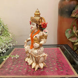 9” Goddess Lakshmi Marble Dust & Resin Idol - Decorative Figurine- Crafts N Chisel - Indian Home Decor USA