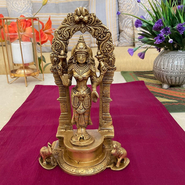 9” Goddess Laxmi Brass Idol - Decorative Figurine- Crafts N Chisel - Indian Home Decor USA