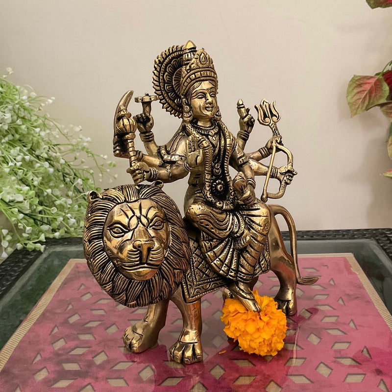Ma Durga Brass Idol, Indian Hindu God Statue