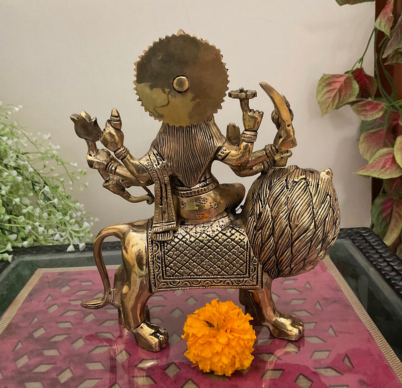 Ma Durga Brass Idol - Hindu God Statue - Decorative Murti-Crafts N Chisel USA - Indian Home Decor USA