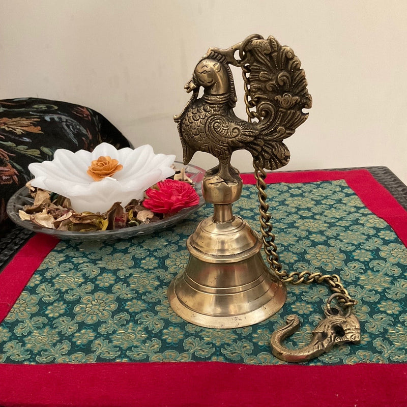 Annapakshi Hanging Bell - Brass Wall Hanging - Decorative and Religious - Crafts N Chisel - Indian Home Decor USA