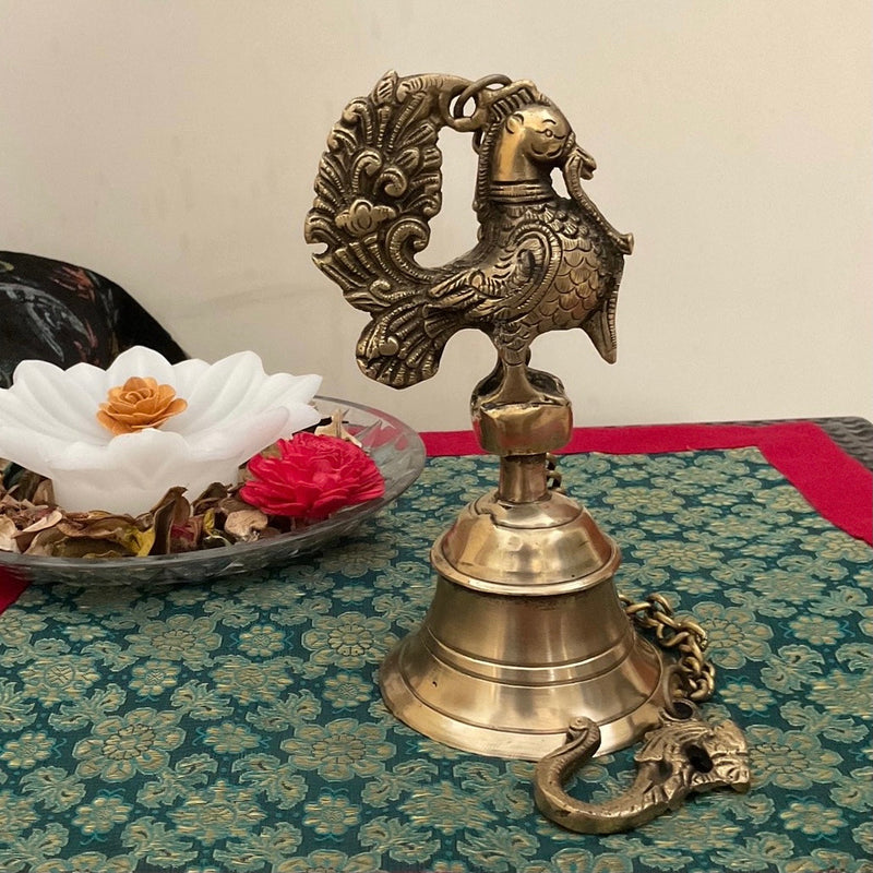 Annapakshi Hanging Bell - Brass Wall Hanging - Decorative and Religious - Crafts N Chisel - Indian Home Decor USA