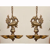 Annapakshi Hanging Diya(Set of 2) - Brass Wall Hanging - Decorative and Religious-Crafts N Chisel - Indian home decor online USA