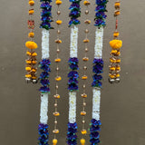 Artificial Purple Blue & Yellow Flower Hanging (Set of 7) - Festive Decoration Wall Hanging - Crafts N Chisel - Indian Home Decor USA