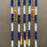 Artificial Purple Blue & Yellow Flower Hanging (Set of 7) - Festive Decoration Wall Hanging - Crafts N Chisel - Indian Home Decor USA