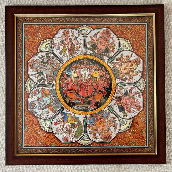 Ashtavinayaka Pattachitra Painting - Handpainted Wall Decor-Crafts N Chisel - Indian home decor online USA