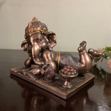 Baby Ganesha Marble Dust & Resin Idol - Bronze Finish - Hindu God Statue - Decorative Murti - Crafts N Chisel - Indian Home Decor USA