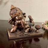 Baby Ganesha Marble Dust & Resin Idol - Bronze Finish - Hindu God Statue - Decorative Murti - Crafts N Chisel - Indian Home Decor USA