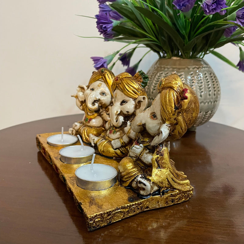 Baby Ganesha Candle Holder - Crafts N Chisel - Indian Home Decor USA