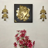 Brass Ganesha Wall Hanging with Laxmi Ganesh Bell (Set of 3) - Crafts N Chisel - Indian home decor - Online USA