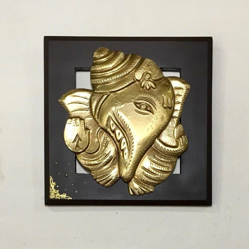 Brass Ganesha Wall Hanging with Laxmi Ganesh Bell (Set of 3) - Crafts N Chisel - Indian home decor - Online USA