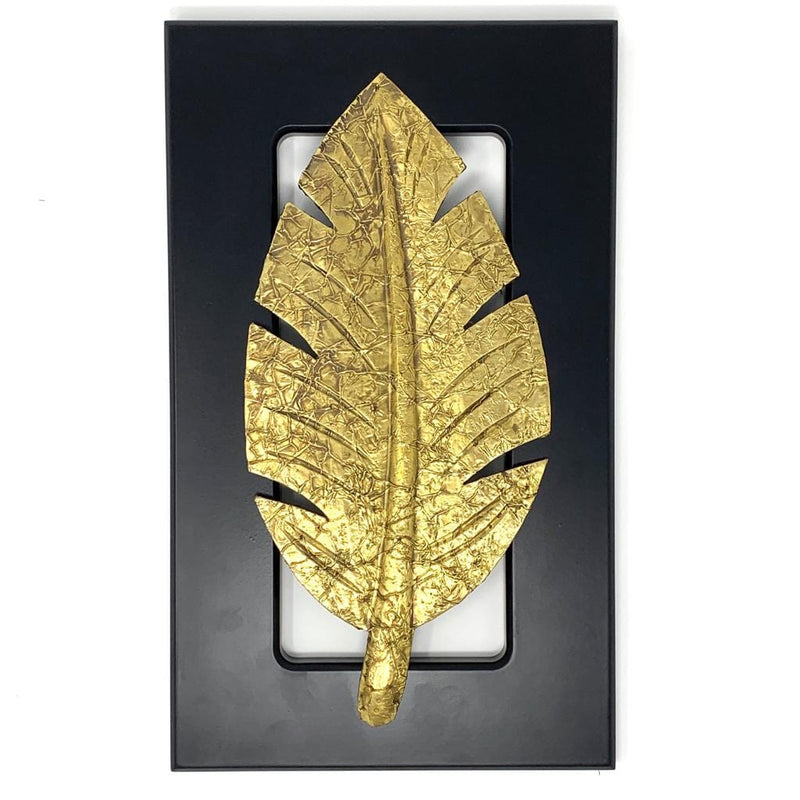 Brass leaf Wall Decor - Black Wooden frame - Wall hanging - Crafts N Chisel - Indian home decor - Online USA