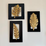 Brass Leaf Wall Hanging (Set of 3) - Crafts N Chisel - Indian home decor - Online USA