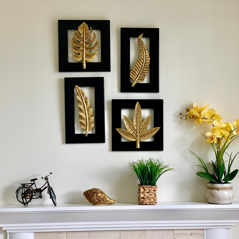 Brass Leaf Wall Hanging (Set of 4) - Crafts N Chisel - Indian home decor - Online USA