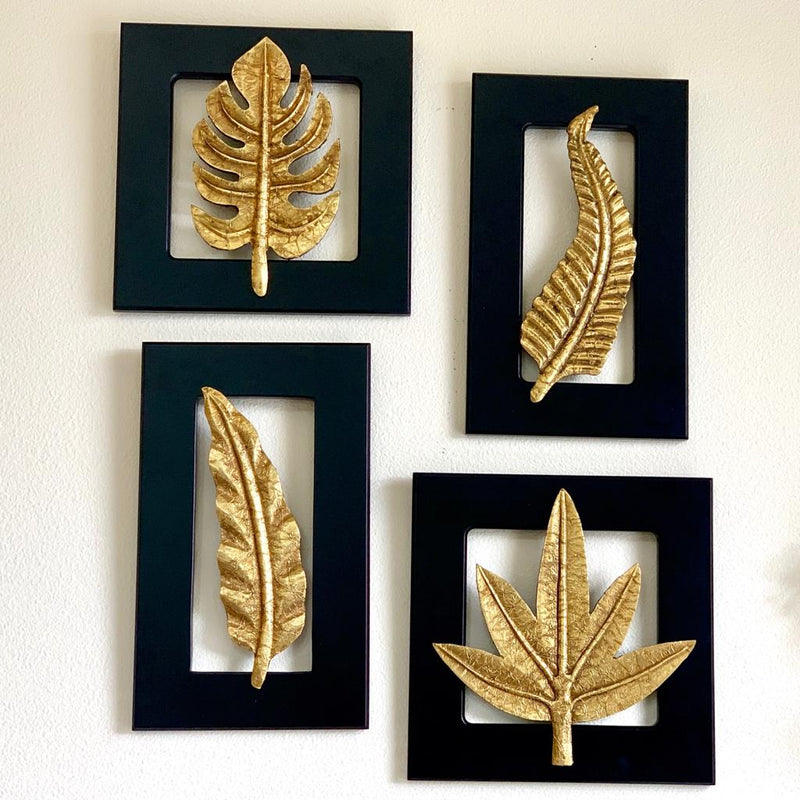 Brass Leaf Wall Hanging (Set of 4) - Crafts N Chisel - Indian home decor - Online USA