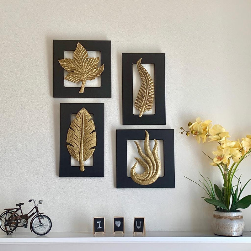 Brass Leaf Wall Hanging (Set of 4) - Crafts N Chisel - Indian home decor - Online USA