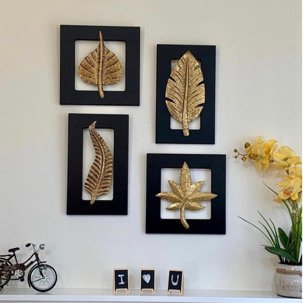 Brass Leaf Wall Hanging (Set of 4) - Crafts N Chisel - Indian Home Decor USA