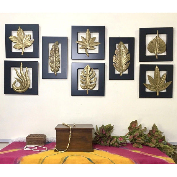 Brass Leaf Wall Hanging (Set of 8) - Crafts N Chisel - Indian home decor - Online USA
