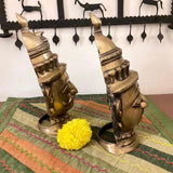 Brass Mukhlingas (Set of 2) - Gauri Shankar Face - Hindu God Statue - Decorative Murti - Crafts N Chisel - Indian Home Decor USA