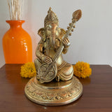 Brass Musician Ganesha Idol (set of 5) - Table Decor - Crafts N Chisel - Indian Home Decor USA