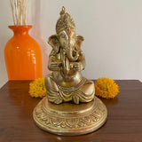 Brass Musician Ganesha Idol (set of 5) - Table Decor - Crafts N Chisel - Indian Home Decor USA