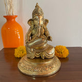 Brass Musician Ganesha Idol (set of 5) - Table Decor - Crafts N Chisel - Indian Home Decor USA