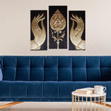 Buddha Hand and Lotus Bud Brass Wall Hanging- Crafts N Chisel - Indian Home Decor USA