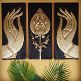 Buddha Hand and Lotus Bud Brass Wall Hanging-Crafts N Chisel-Indian Handicrafts Online USA