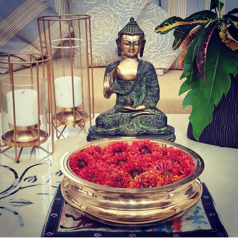 Brass Buddha idol and  Urli - Crafts N Chisel - Indian home decor - Online USA