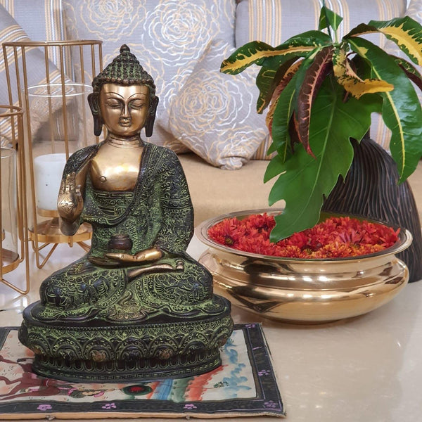 Brass Buddha idol and  Urli - Crafts N Chisel - Indian home decor - Online USA