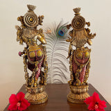 Copper Finish Radha Krishan Marble Dust & Resin Idol - Hindu God Statue - Decorative Murti - Crafts N Chisel - Indian Home Decor USA