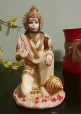 Lord Hanuman Marble Dust and Resin Idol - Hindu God Statue - Decorative Murti