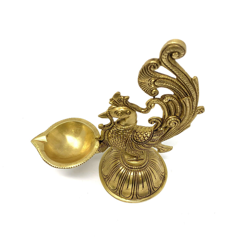 Dancing Peacock Diya - Handmade Brass lamp - Decorative - Crafts N Chisel - Indian home decor - Online USA