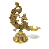 Dancing Peacock Diya - Handmade Brass lamp - Decorative - Crafts N Chisel - Indian home decor - Online USA