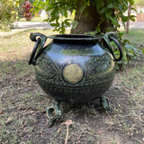 Decorative Brass Planter - Green Sand Finish - Home Decor - Crafts N Chisel - Indian Home Decor USA