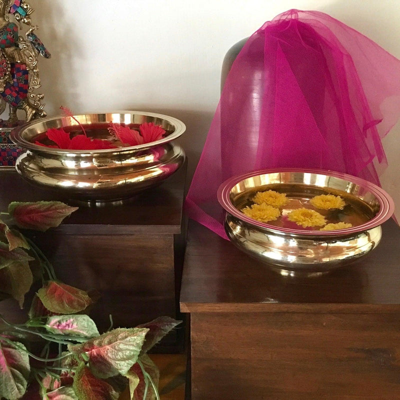 Decorative Brass Urli (Set of 2) - Crafts N Chisel - Indian home decor - Online USA