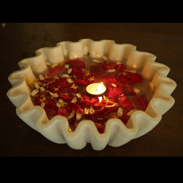 Decorative Marble Urli Bowl - Flower Home Decor - Crafts N Chisel - Indian Home Decor USA