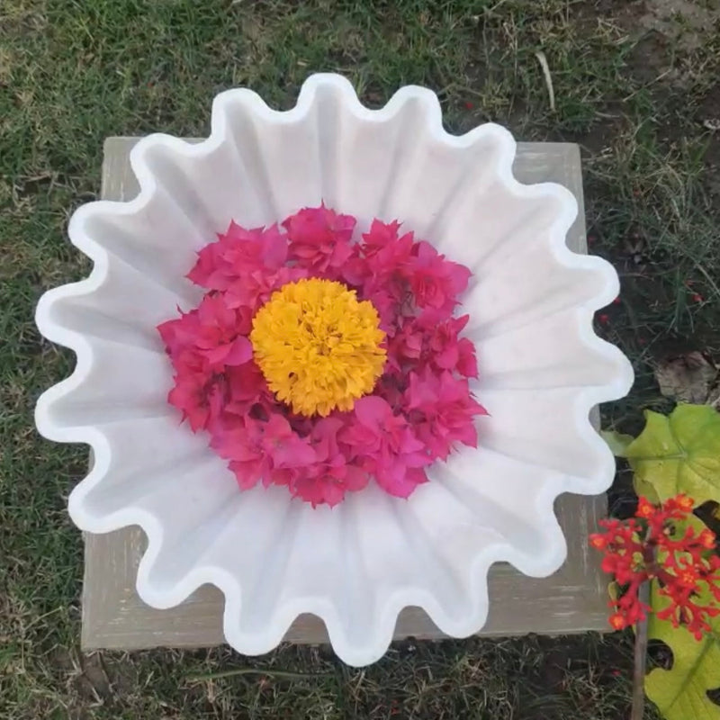 Decorative Marble Urli Bowl - Flower Home Decor - Crafts N Chisel - Indian Home Decor USA