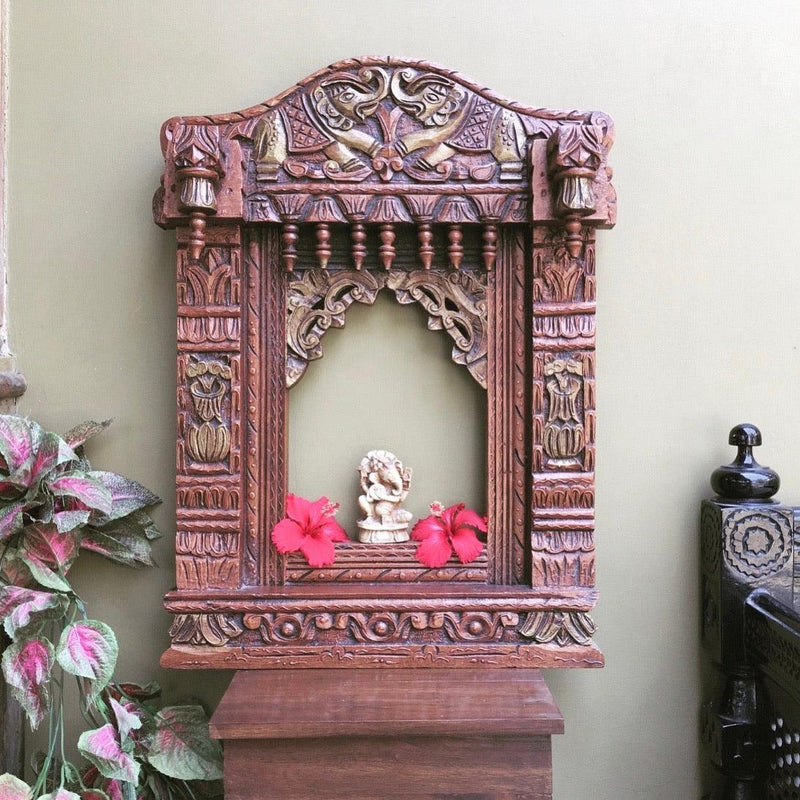Decorative Wooden Elephant Jharoka - Wall Decor - Crafts N Chisel - Indian home decor - Online USA