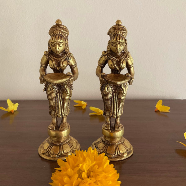 Deep Lakshmi - Handmade Brass lamp - Decorative - Crafts N Chisel - Indian Home Decor USA