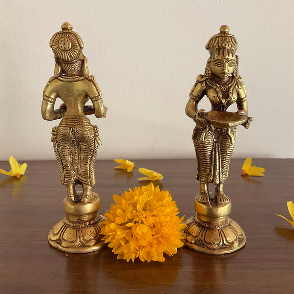 Deep Lakshmi - Handmade Brass lamp - Decorative - Crafts N Chisel - Indian Home Decor USA