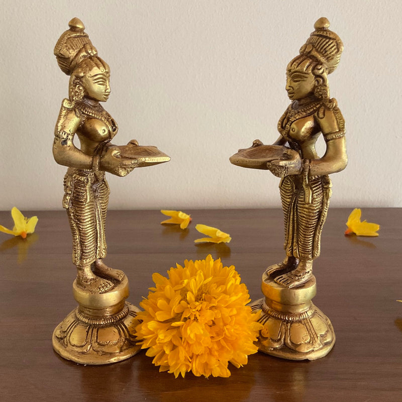 Deep Lakshmi - Handmade Brass lamp - Decorative - Crafts N Chisel - Indian Home Decor USA