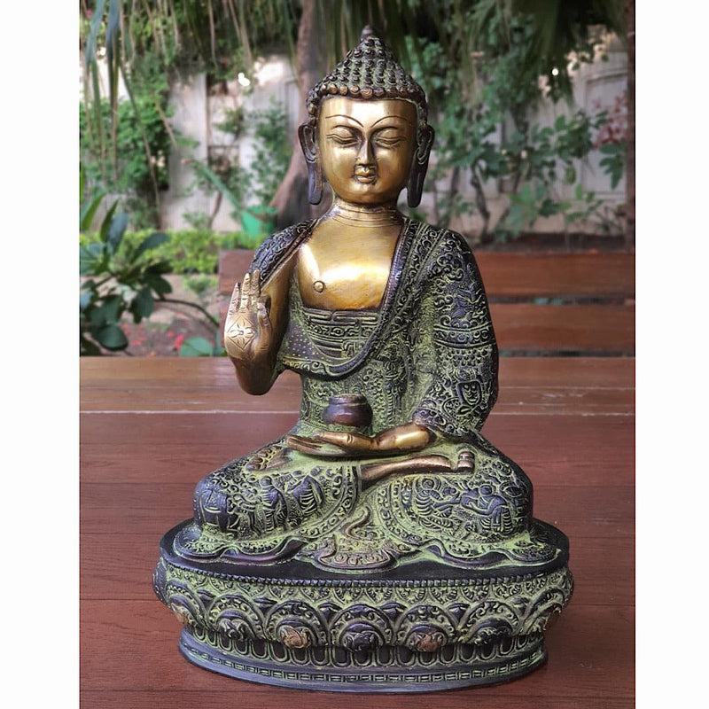 Designer Lord Buddha Idol - Brass Art - Crafts N Chisel - online indian handicrafts store USA