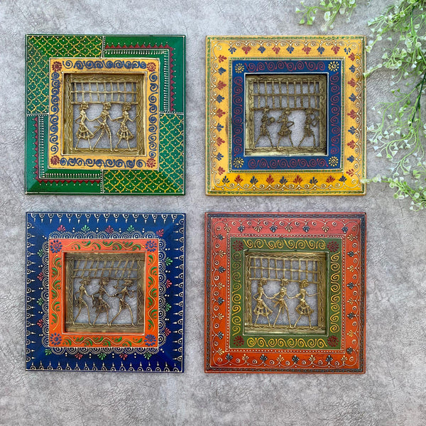 Dhokra Rajasthani 11" Wall Hanging (Set of 4) - Wall Decor - Home Decor - Crafts N Chisel - Indian Home Decor USA