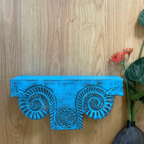 Distressed Wooded Blue Platform Wall Hanging - Decorative Wall decor - Crafts N Chisel - Indian Home Decor USA