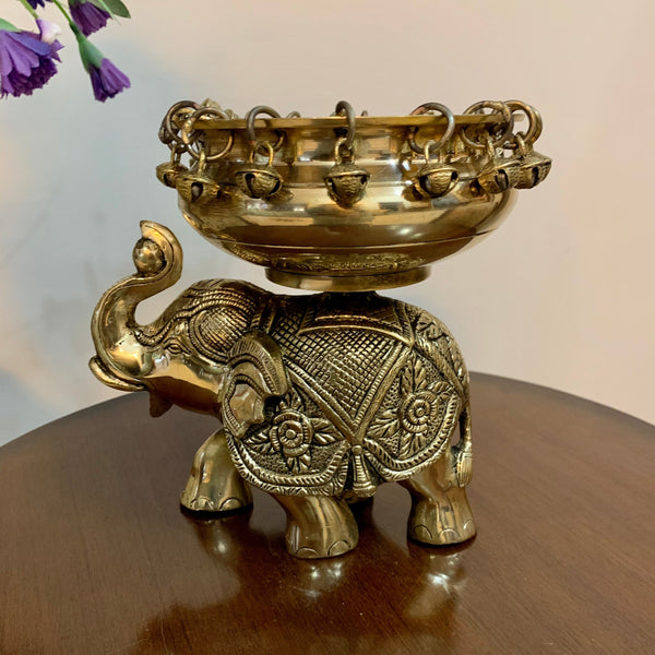 Elephant Brass Urli - Crafts N Chisel - Indian Home Decor USA